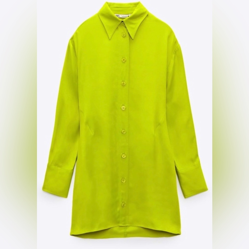 Zara lime satin effect dress